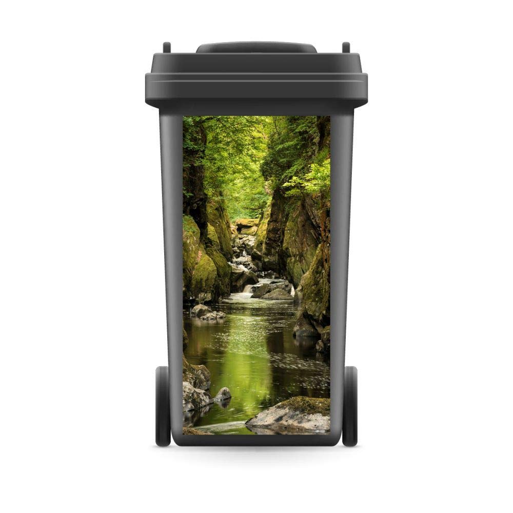 Mülltonnenaufkleber Mülltonne Mülleimer Abfalltonne Fluss Wald Natur Bach - 800 x 370 mm, 800 x 370
