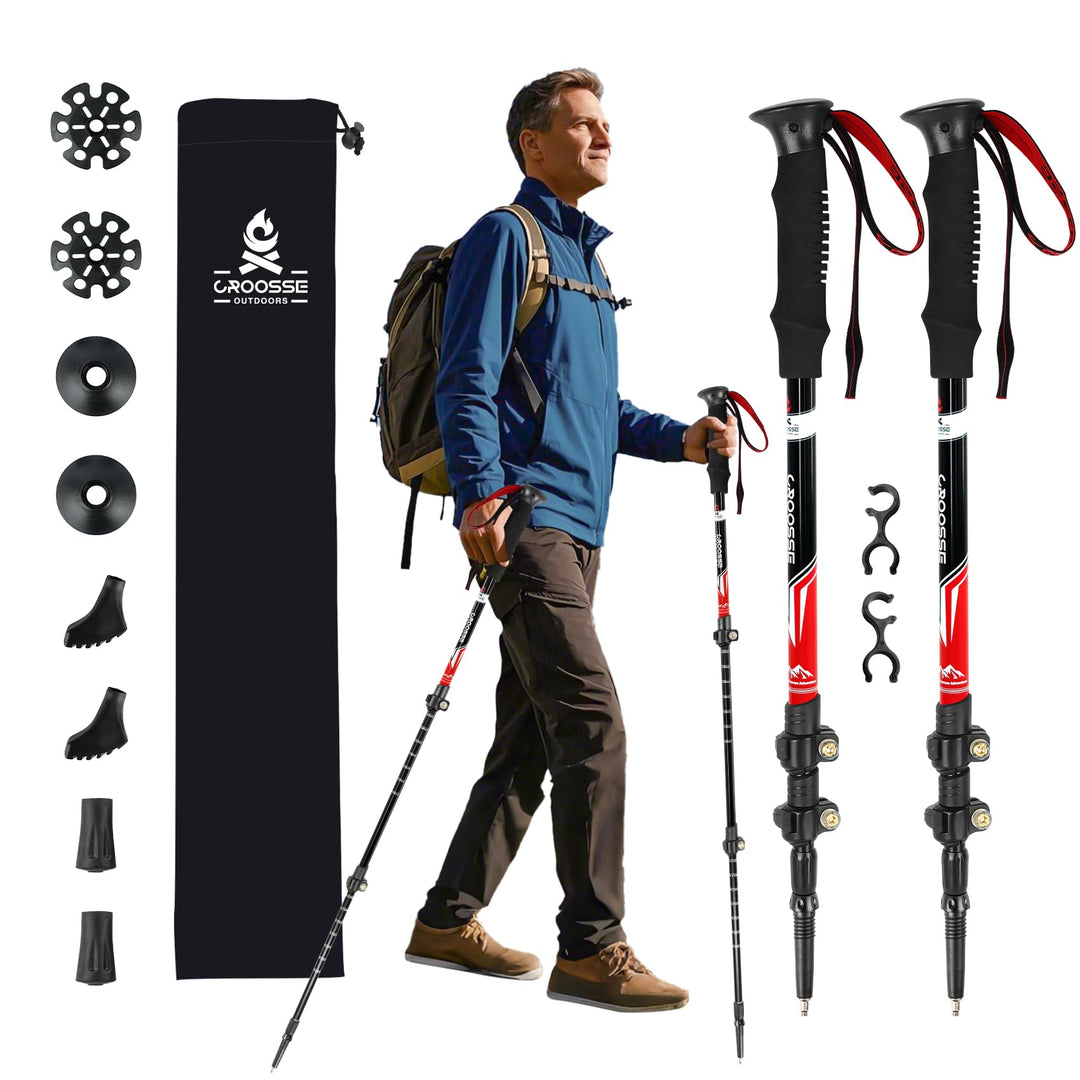 Teleskop-Trekkingstöcke, leichte Aluminium-Wanderstöcke, 2er-Set | Croosseoutdoors 210D Oxford, wass