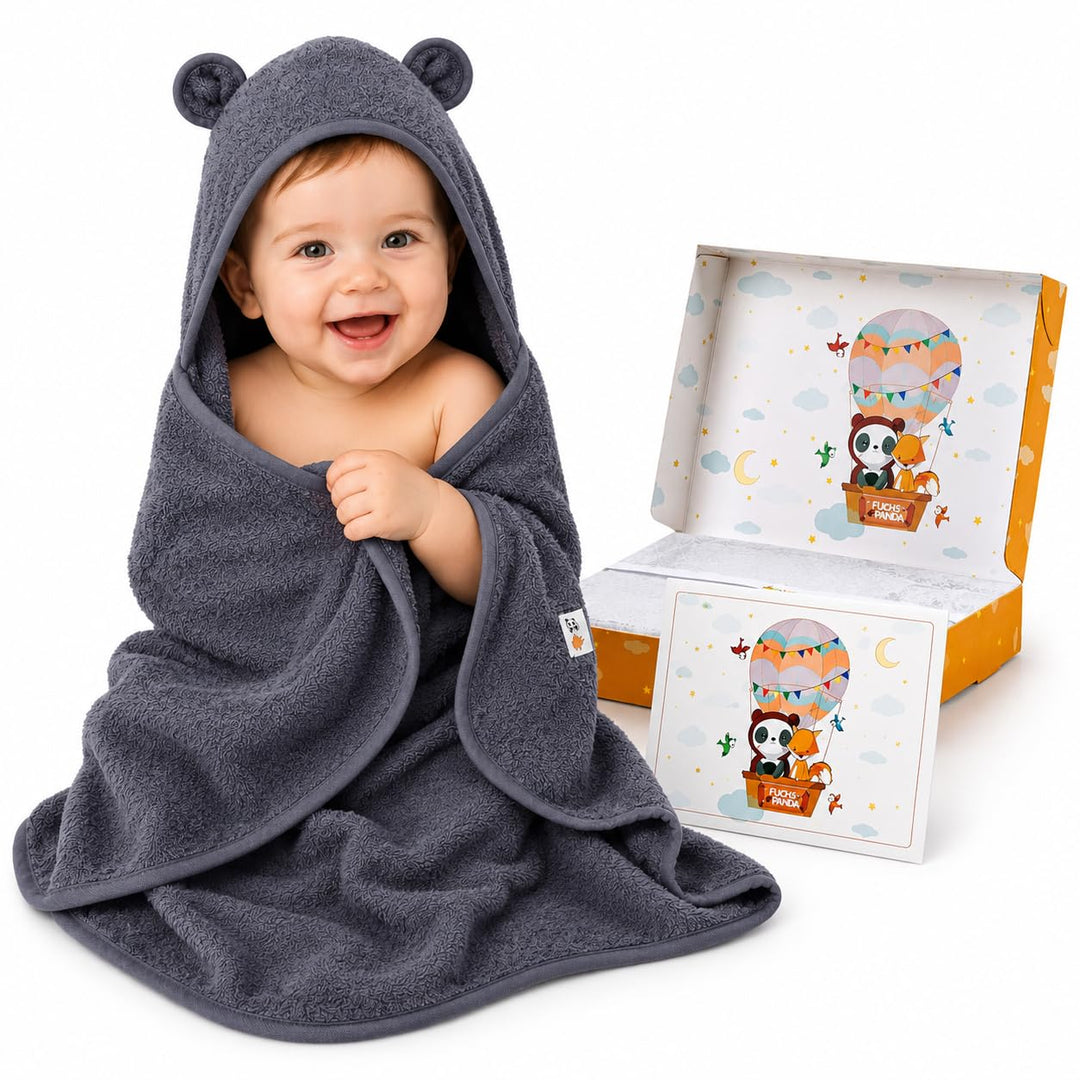 Kapuzenhandtuch Baby EXTRA dick, warm &amp; weich | 75x75cm Babyhandtuch mit Kapuze (100% Bambus) | Baby