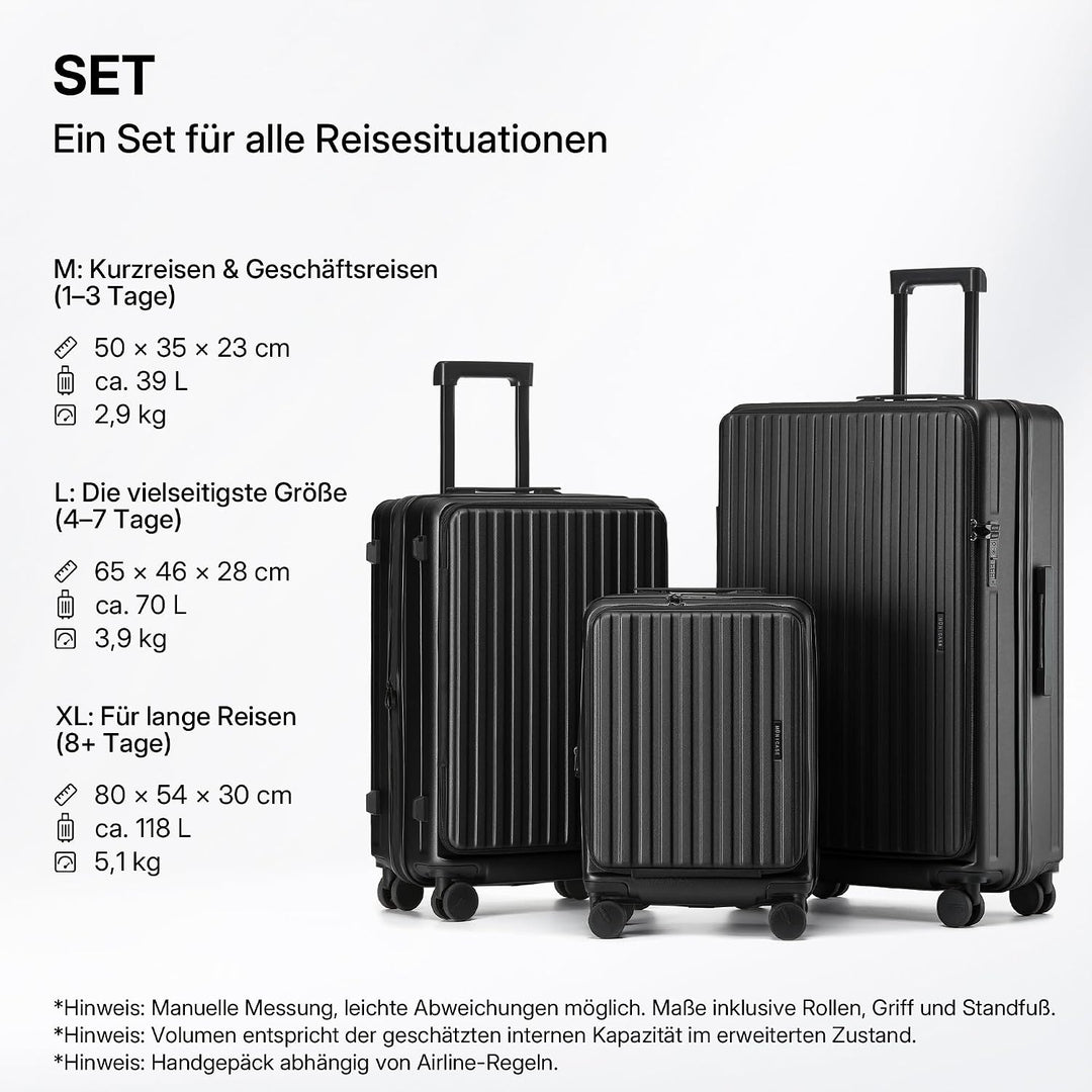 Koffer Expandierbar – Hartschalen-Trolley mit Oberseiten-Öffnung, Kompressionsgurt & extra Stauraum