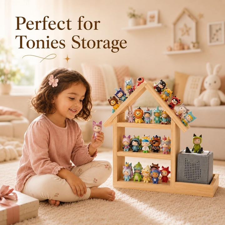 Regal für Tonie, Grosse Magnetische Holz Schweberegale für Toniebox 1 & 2, Holz Wand Regal für 70-85