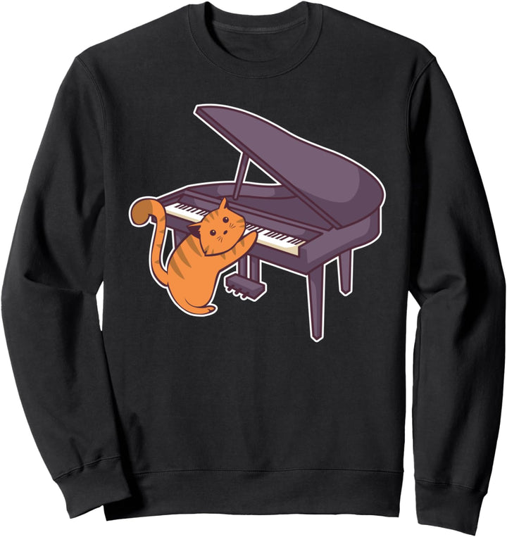 Pianist Klavierspieler Tier Flügel Piano Instrument I Katze Sweatshirt