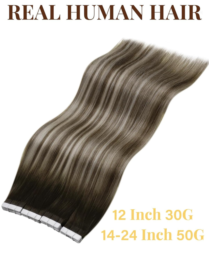 Hetto Extensions Echthaar Tape in Remy Extensions Tape in Echthaar Balayage Blond #3/8/22 Dunkelbrau
