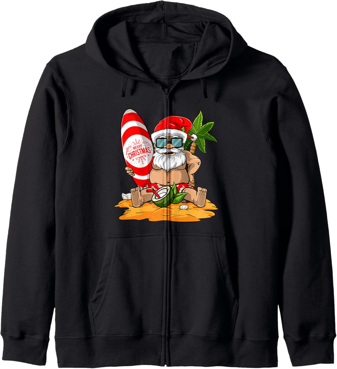 Weihnachten im Sommer lustiges Santa Hawaiian Beach Surfen Kapuzenjacke