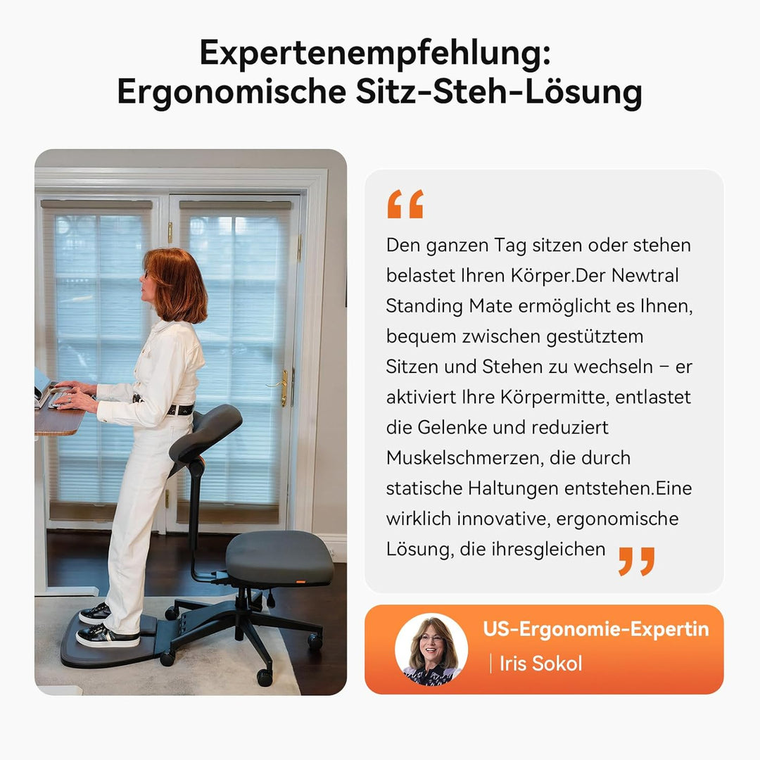 Newtral Stehpult-Stuhl, Standing Mate-Sitz für Sitz-Steh-Wechsel, ergonomischer Anlehn-Hocker mit An