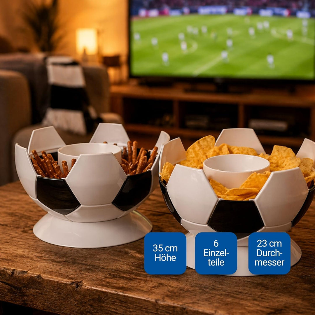 Serveball 'Victory' Snackbox im Fussball Design - Couchbar Snackbox mit Fächern und Getränkehalter -