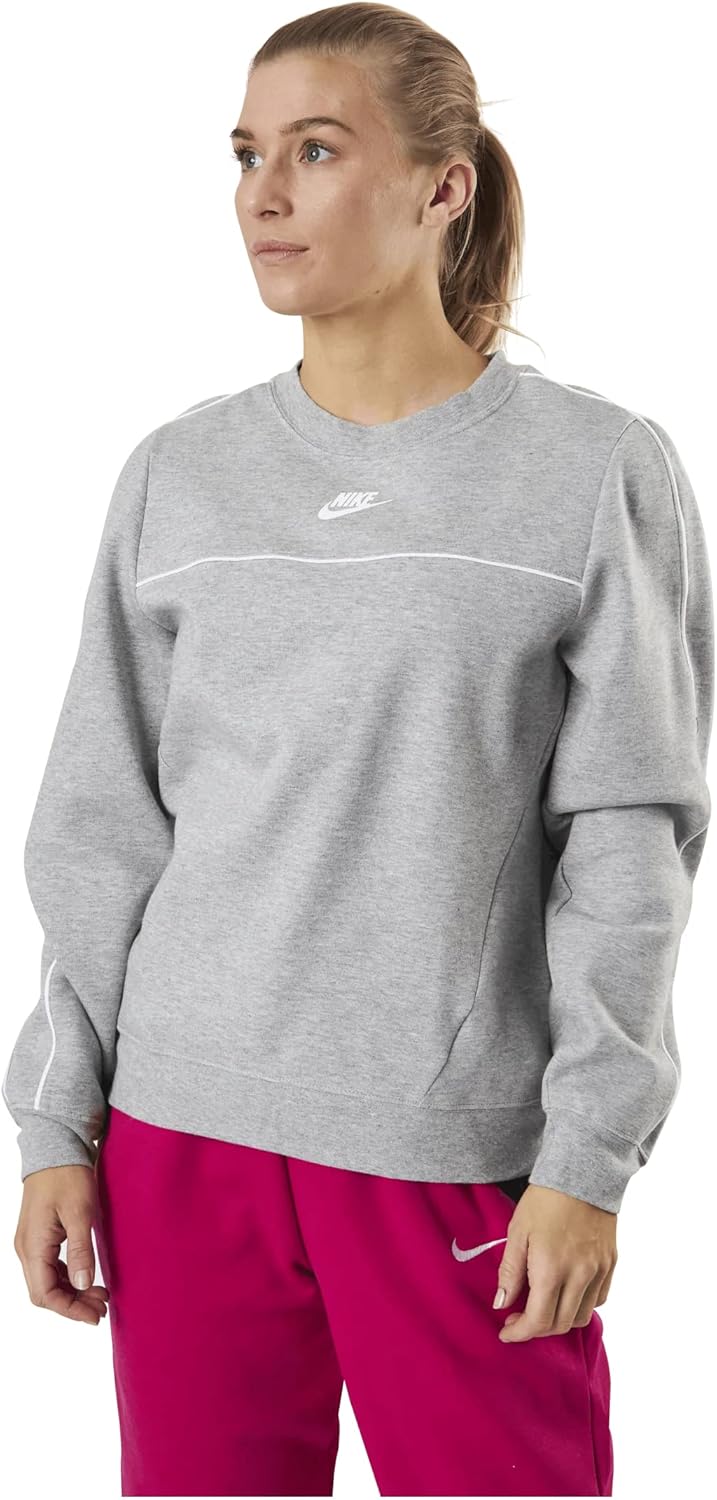 Nike Damen Sw Mlnm Essntl Langarmshirt L Dk Grey Heather/White, L Dk Grey Heather/White