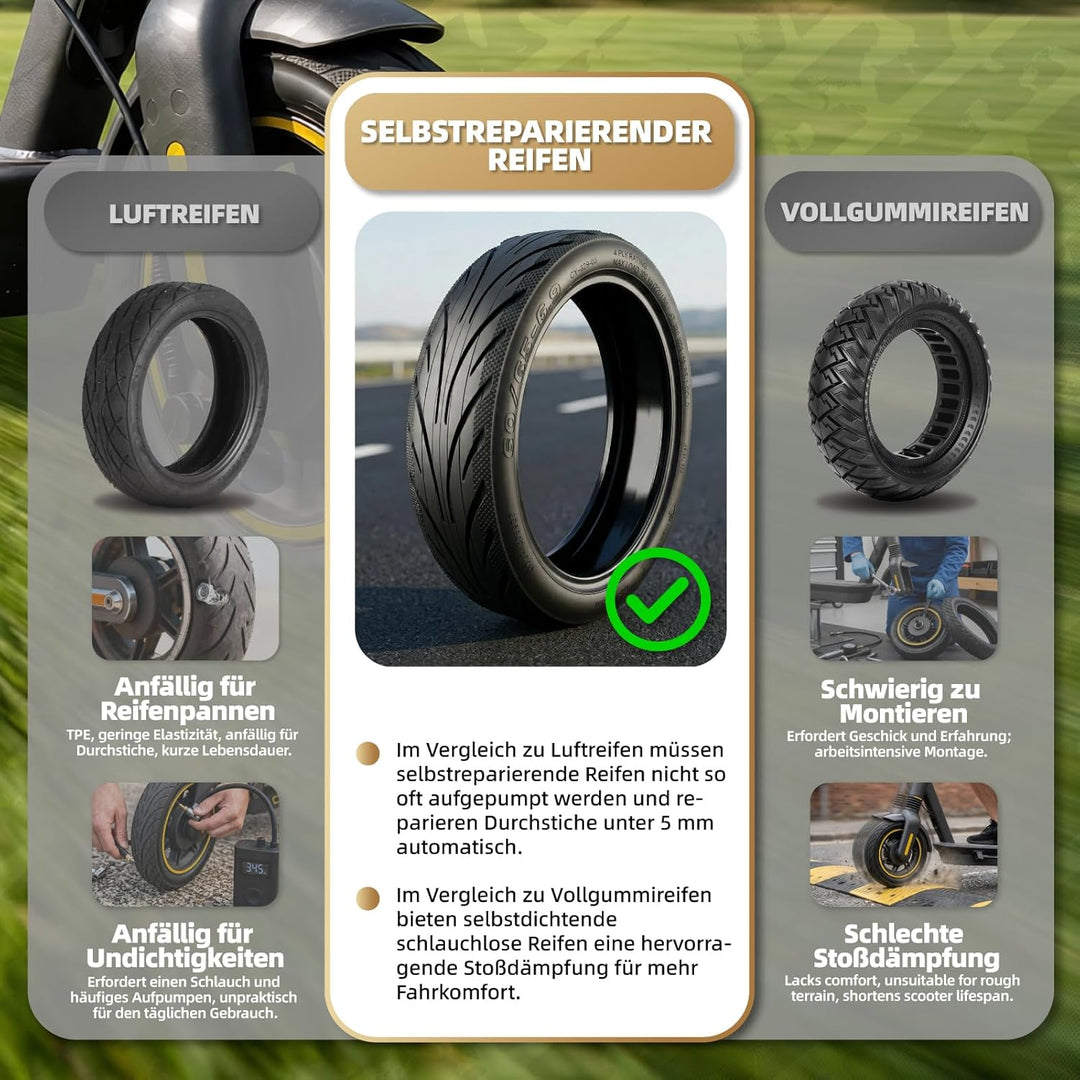 60/65-6,9 Selbstreparierender Reifen für Ninebot Max G2 G2D G2E G65 F3 F3 Pro Elektroroller 10 Zoll