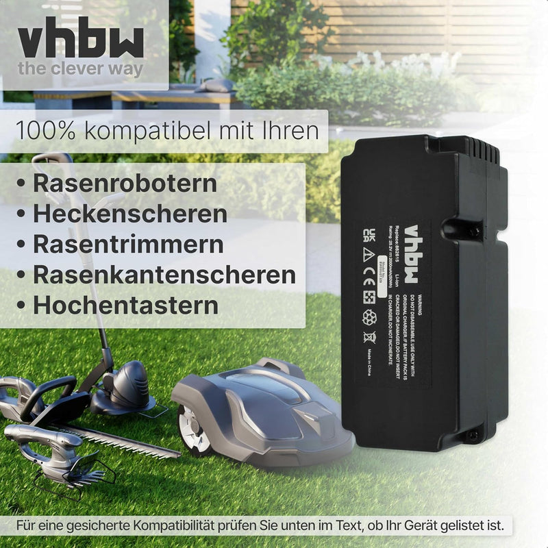 vhbw Akku kompatibel mit Garden Feelings R800Easy Rasenmäher Rasenroboter (2000mAh, 25,2V, Li-Ion)