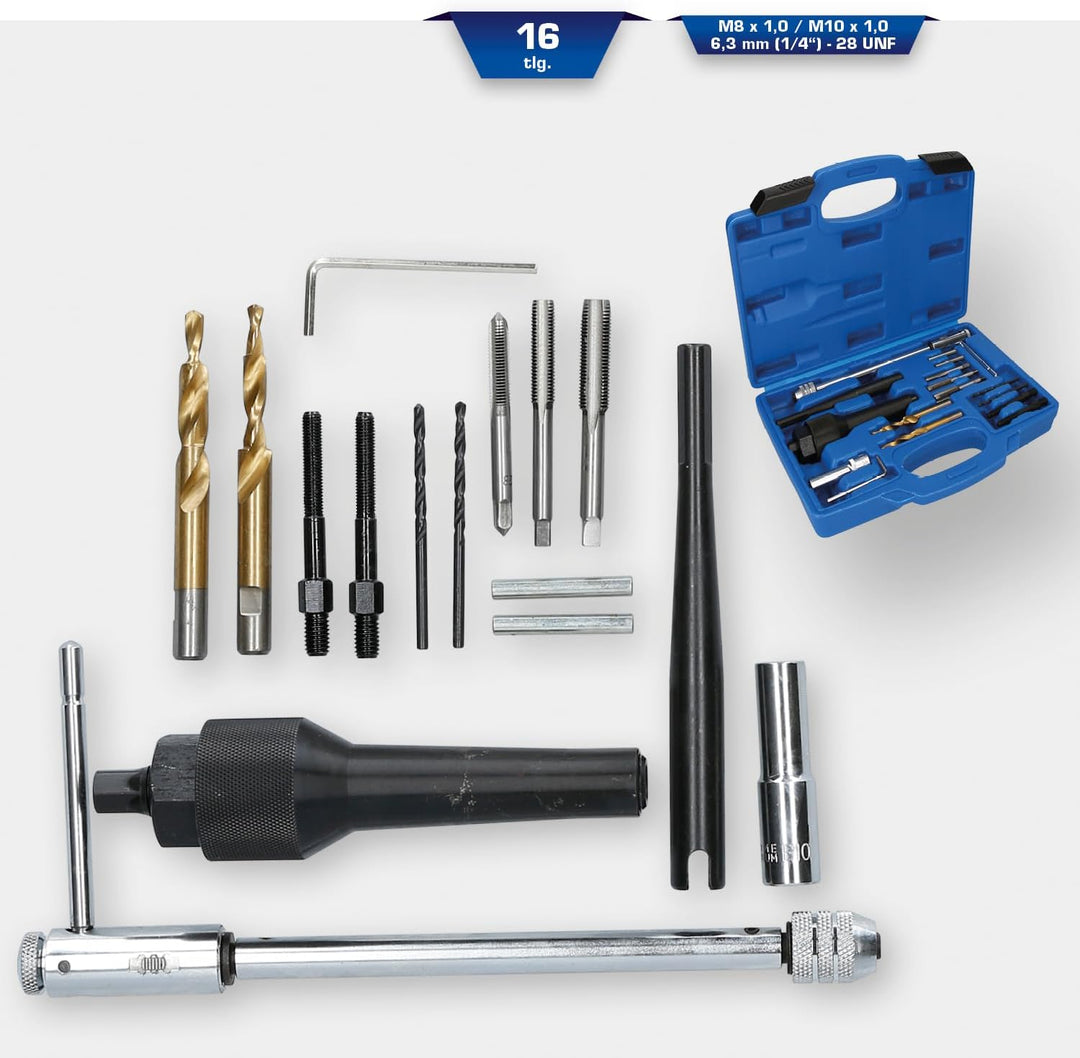 BRILLIANT TOOLS BT561030 Glühkerzen-Ausbau- und Gewinde-Reparatur -Satz | 16-tlg. [Powered by KS TOO