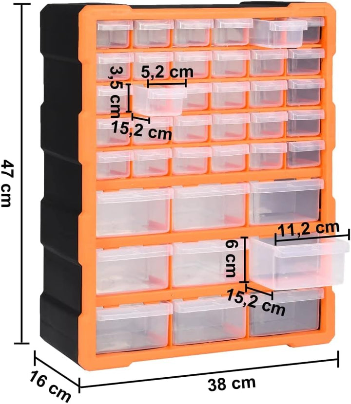 vidaXL Multi-Schubladen Organizer mit 39 Schubladen Sortierkasten Sortimentskoffer Sortimentskasten