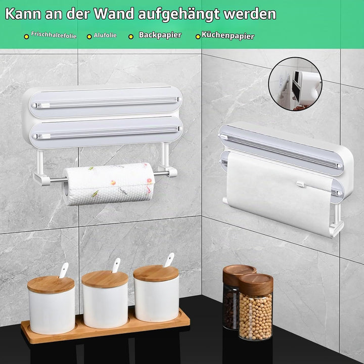 DBREAKS Wandrollenhalter Küche 3 Rollen, küchenrollenhalter magnetisch, Frischhaltefolie Schneider,