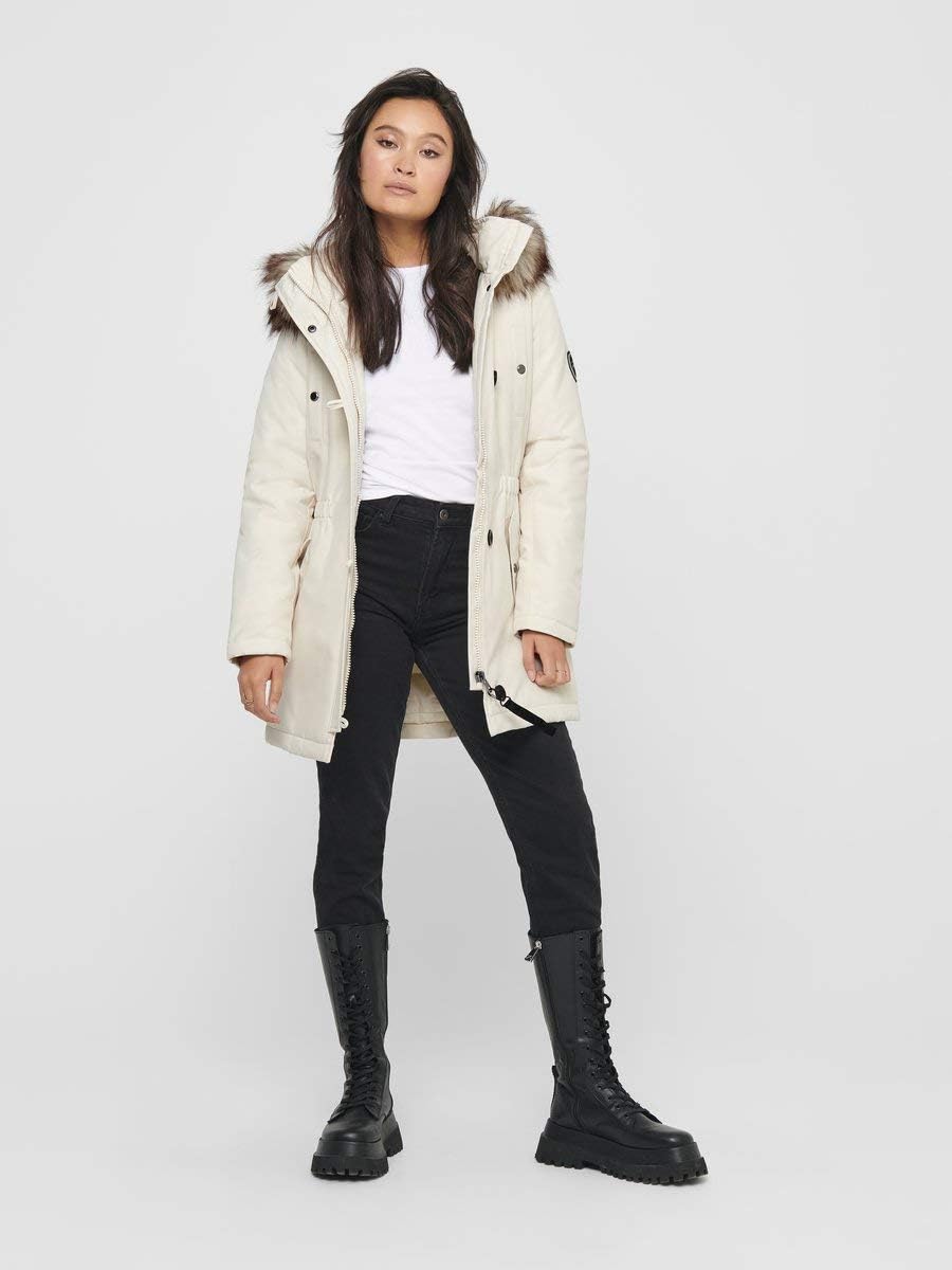 ONLY Damen ONLIRIS FUR Winter Parka CC OTW 15213755 S Eggnog, S Eggnog