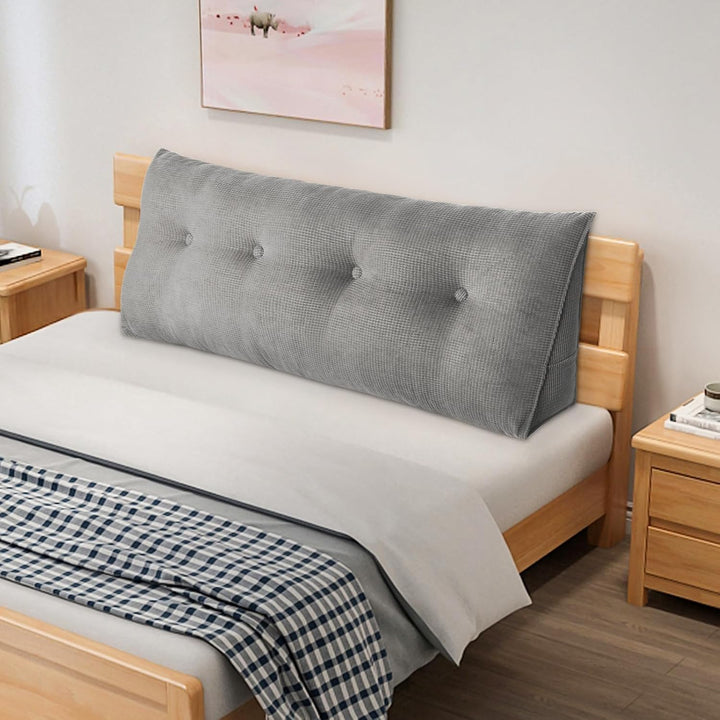 OHMG 140CM Rückenkissen,Lesekissen Für Bett Und Sofa,Praktisches Seitenfach,Removable Cover,Keilkiss