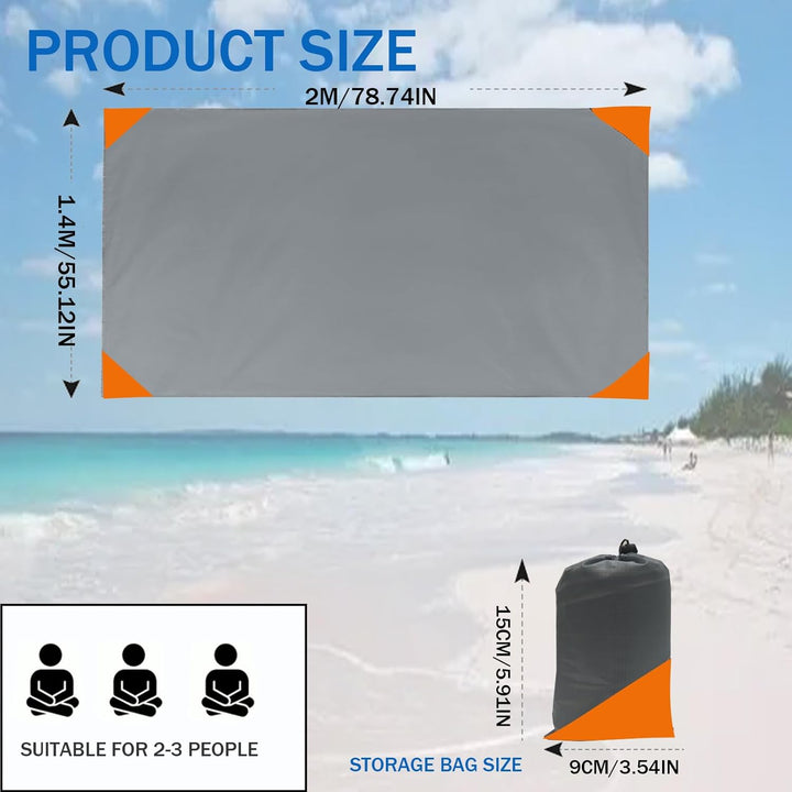 Mini Picknickdecke 140x200cm,Ultraleicht Tragbare Stranddecke,4 Befestigung Ecken,Sandabweisende Cam