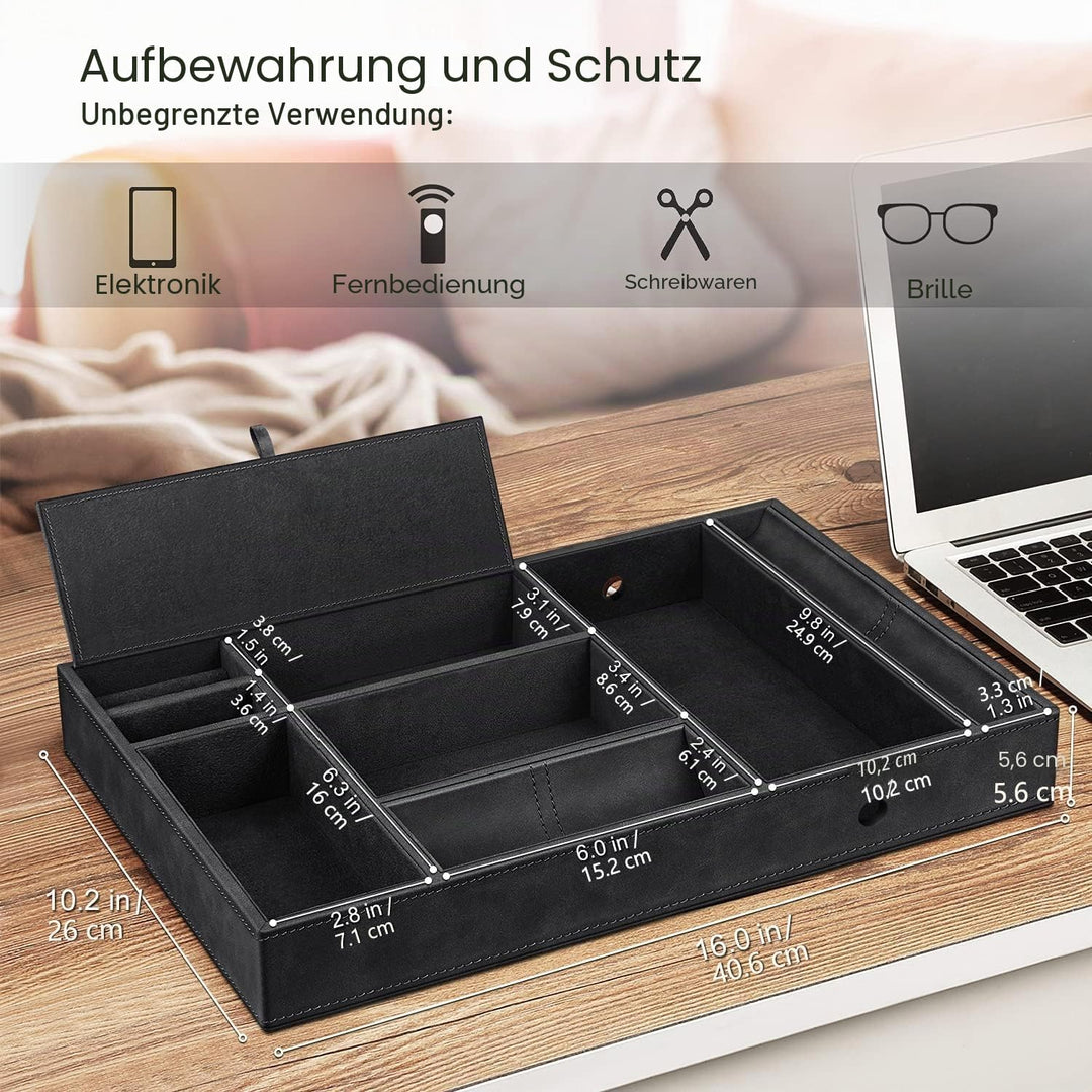 SITHON Taschenleerer Tisch Organizer, 8 Fäche Tablett Organizer Ablage Aufbewahrungsbox Kunstleder N