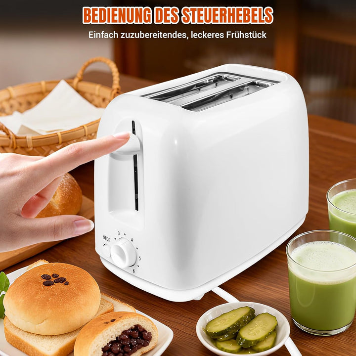 Automatik-Langschlitztoaster, Edelstahl, 2 Extra-breite Schlitze, 1400W Leistung, mit Brötchenaufsat