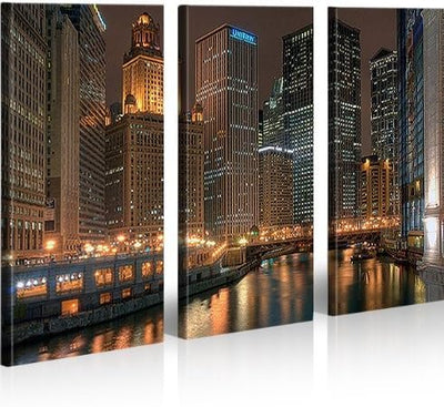 islandburner Bild Bilder auf Leinwand Chicago XXL Poster Leinwandbild Wandbild Art up Your Life ®