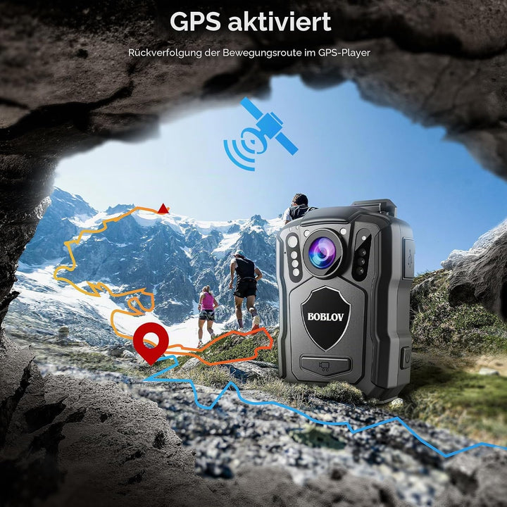 Boblov 256 GB M5 Body Kamera, 2K Body Mounted Kamera, GPS Enabled & 1440P, Built-in 4200 mAh Battery