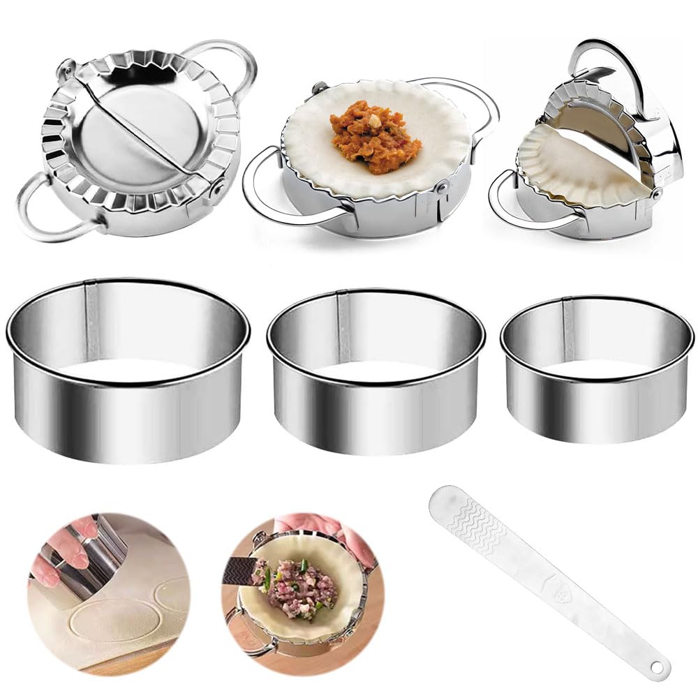 7 Stück Ravioli Former Edelstahl Ravioli Dumpling Maker Former Raviolirad Ausstecher Set Rund Dumpli