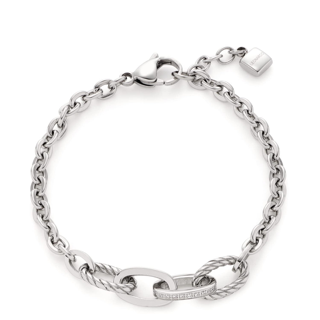 Leonardo Mascha Armband aus Edelstahl 1 Stück, silberfarbenes Gliederarmband, Armkettchen aus zirkon