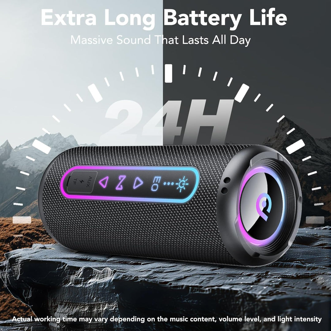 Bluetooth Lautsprecher mit Licht, 25W Musikbox mit Dualen Bass-Treibern | TWS Koppelbar Stereo Sound