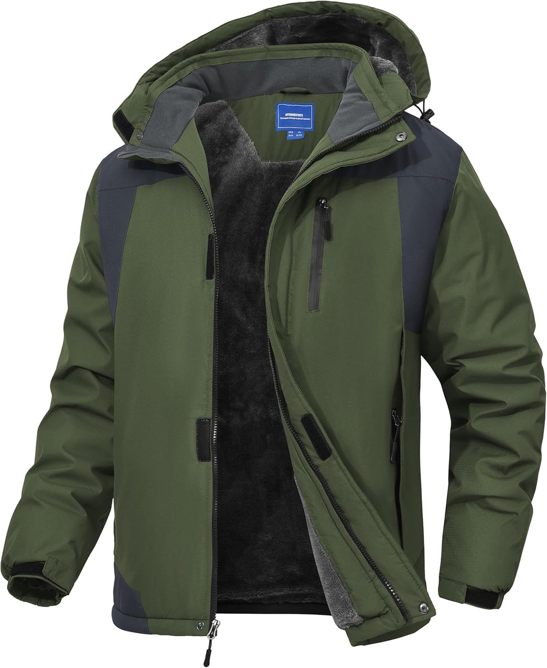 Zzkouine Herren Winter Wasserdichte Fleecejacke Warm Gefüttert Winterjacke Mit Kapuze Wasserabweisen