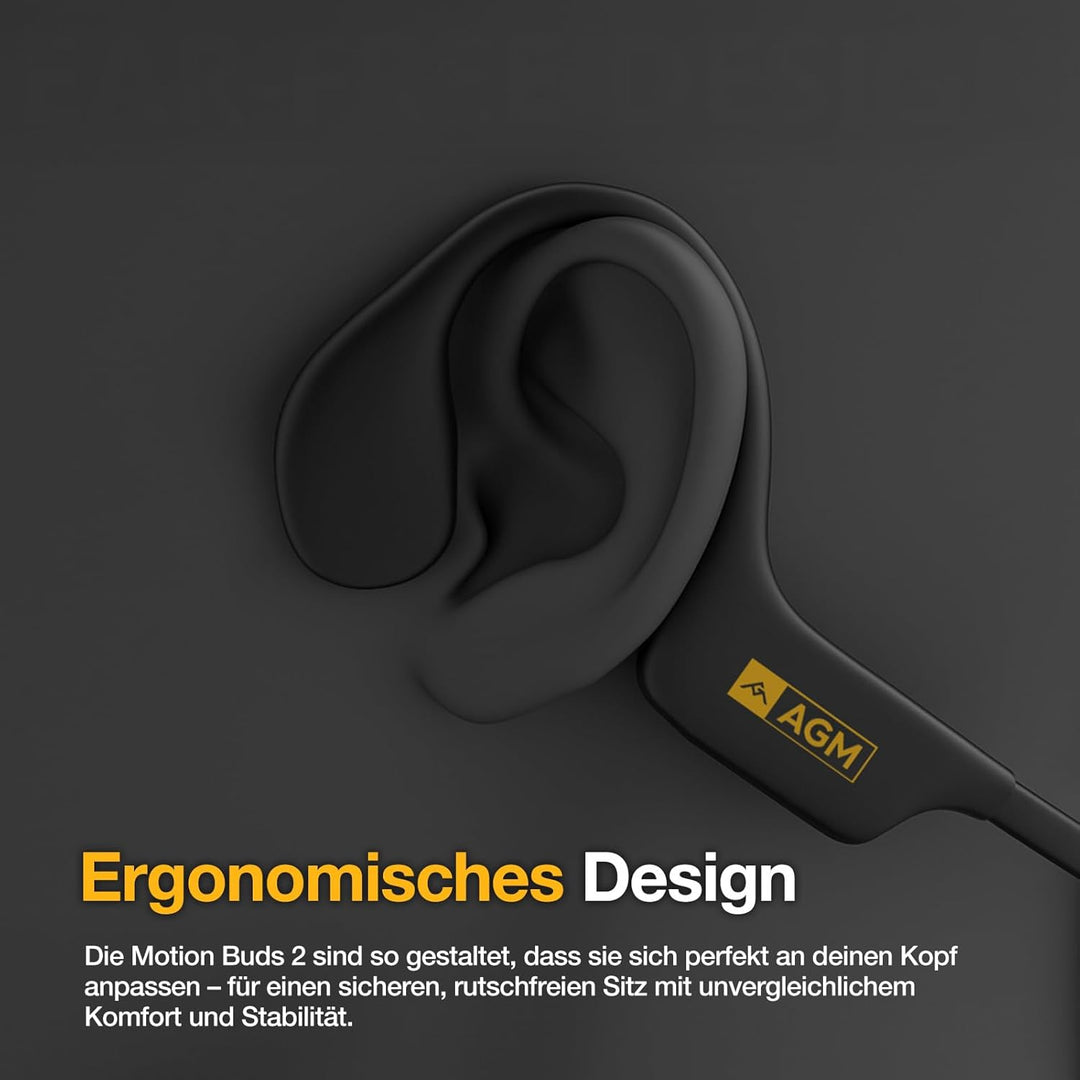 AGM Knochenschall Kopfhörer, Open Ear Kopfhörer Motion Buds Bluetooth 5.4 Kabellos Sportkopfhörer IP