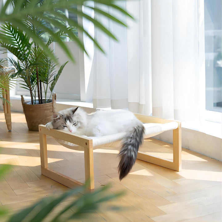 FUKUMARU Katzenbett, Plüsch-Samt-Katzenbetten für Indoor-Katzen, Katzenhängematte aus Holz, 50,8 x 4
