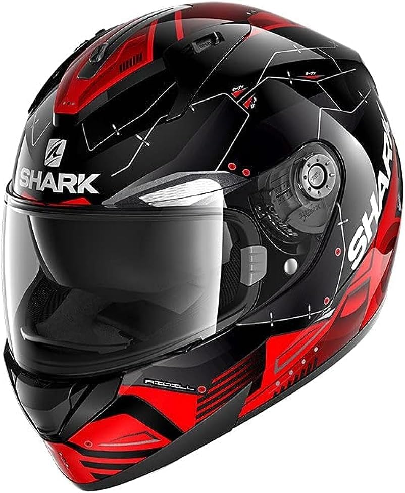 Shark Integralhelm RIDILL MECCA HE0537 KRS schwarz rot Sonnenblende Motorradhelm Schwarz/Rot XL, Sch