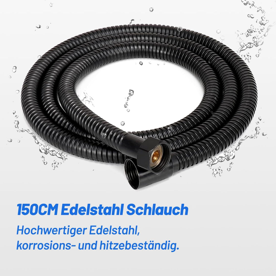 VEHHE Duschkopf mit 1.5M Schlauch, 7 Strahlarten Duschkopf Wassersparend, Duschkopf Regendusche mit