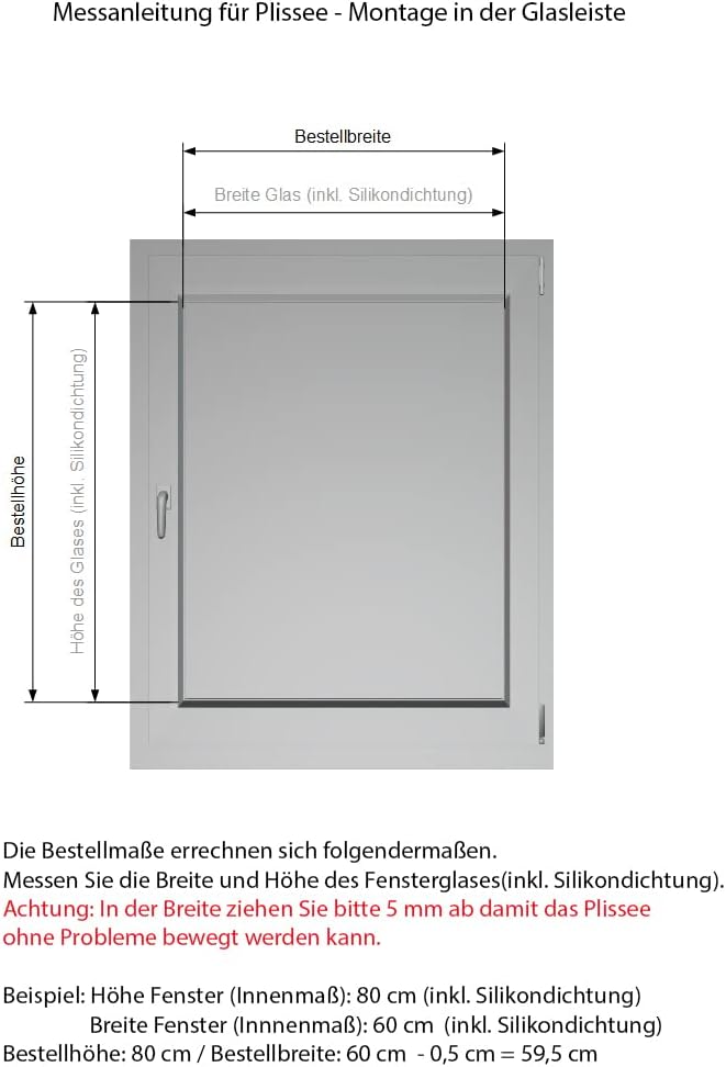 Plissee nach Mass Montage Glasleiste Blickdicht mit Spannschuh Sonnenschutzrollo (lila, Breite 91-10