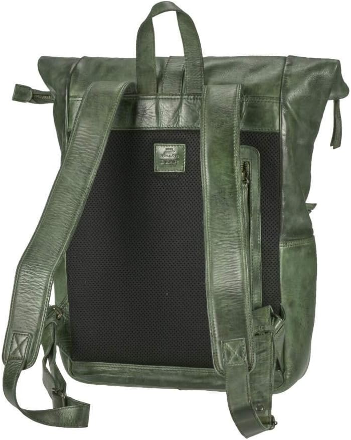 Bear-Design Rucksack Leder Damen Herren Rolltop Daypack Kurierrucksack Tagesrucksack Trekkingrucksac