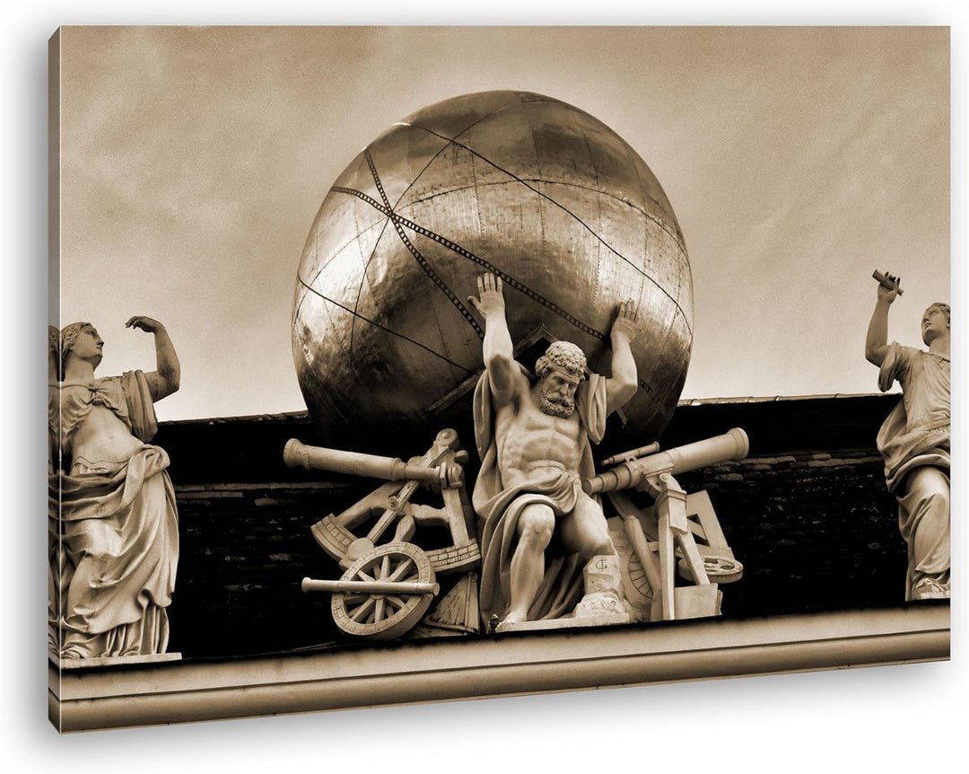 deyoli Atlas Skulptur in Vienna Österreich Format: 60x40 Effekt: Sepia als Leinwandbild, Motiv ferti