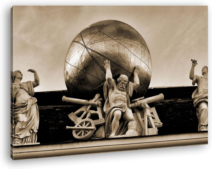 deyoli Atlas Skulptur in Vienna Österreich Format: 60x40 Effekt: Sepia als Leinwandbild, Motiv ferti