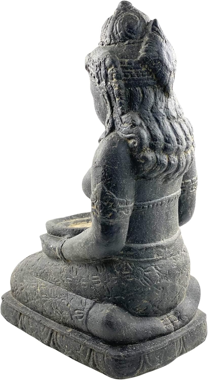 FaHome Dewi Sri Stein Statue Lavasand Schale ca. 50 cm Sitzend Garten Skulptur Guss Figur Buddha