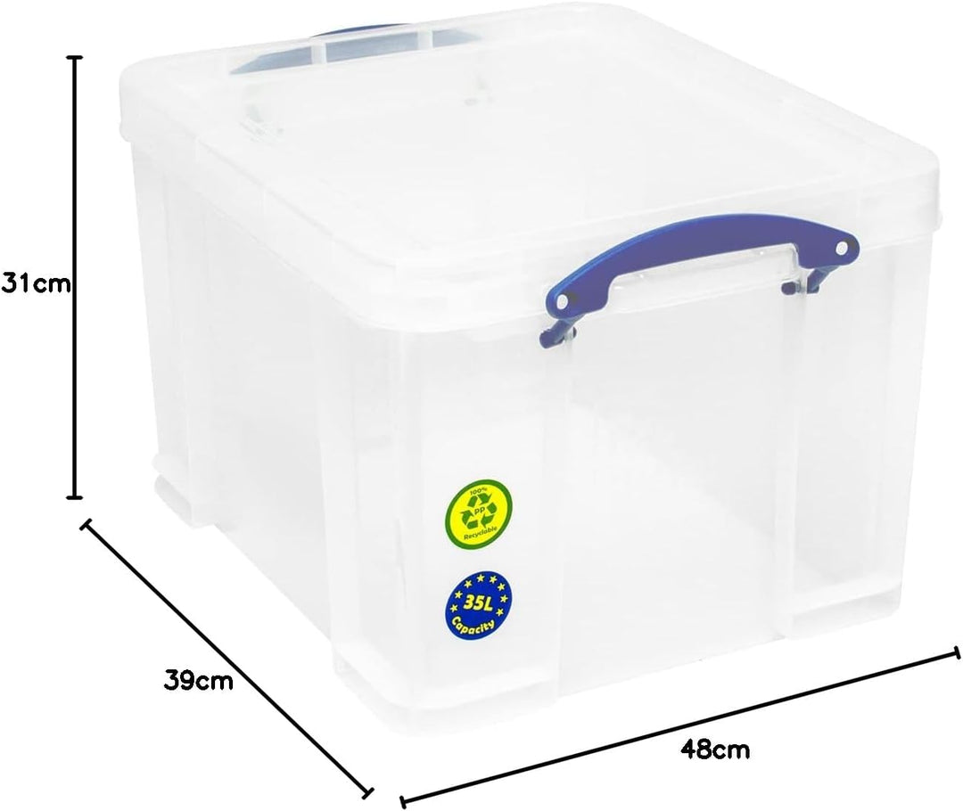 Really Useful Aufbewahrungsboxen 3er-Pack 35 l farblos 35 l 3er-Pack Single, 35 l 3er-Pack Single