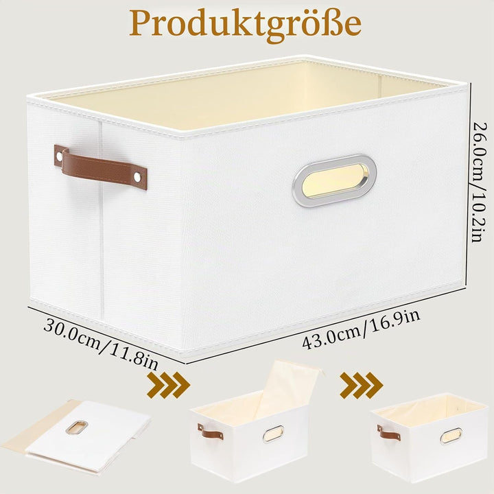 Yawinhe 3 Stück Aufbewahrungsbox aus Stoff, Faltbare Aufbewahrungskorb mit Griffen, Waschbare, für S