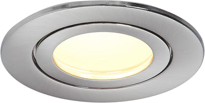 HCFEI 6er Set LED Einbaustrahler Chrom gebürstet - rund flach 5 Watt dimmbar Warmweiss 3000K 230V IP