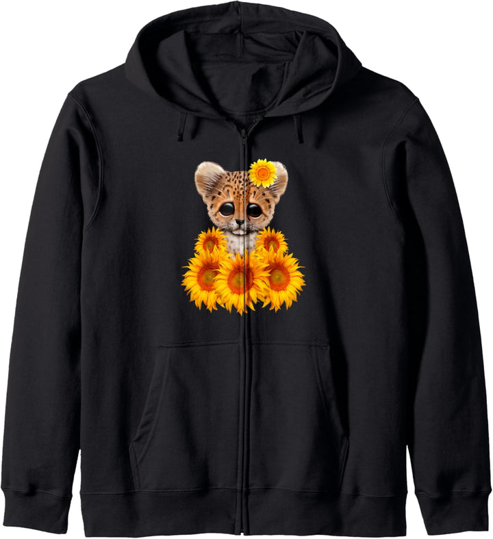 Leopard Sunflower Cute Leopard Love Sonnenblumen Kapuzenjacke