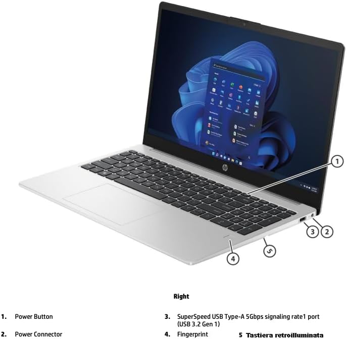 HP 250 G9 Notebook Ultra Silenzioso, RAM 16GB, SSD 512GB, Display FullHD 15.6", Intel N6000 4 Core d