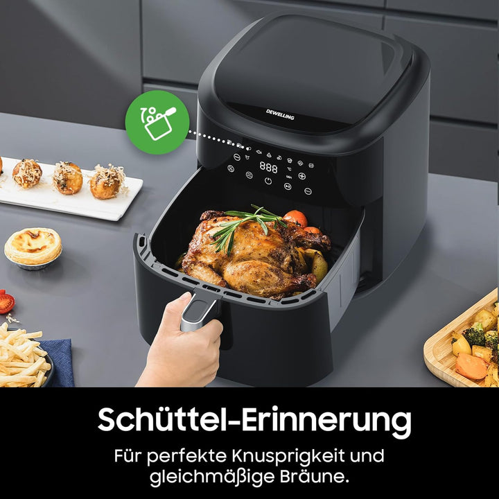 Heissluftfritteuse XXL 9L 2350W – Leistungsstarke Airfryer mit 9 Programmen, Digitales LED Touch Dis
