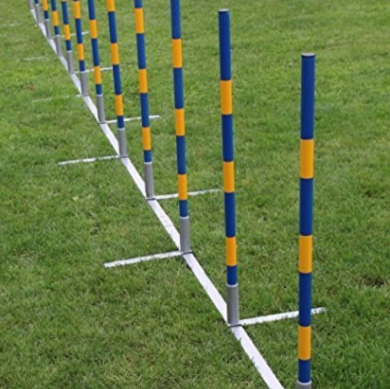 Agility-Slalom-Set, Stangen-Set, Profi – 12 Stangen – gerade – Slalomstangen – Slalomstangen – Hunde
