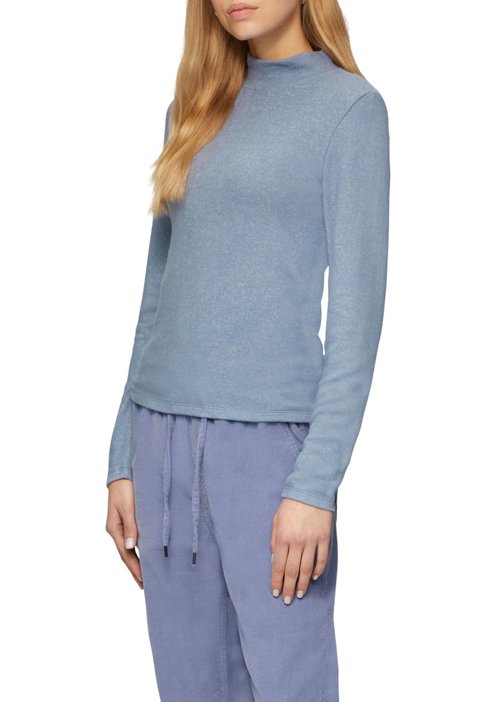 QS Damen Softes Longsleeve aus Viskosemix Langarmshirt mit Stehkragen (1er Pack) M Blue 52w0, M Blue