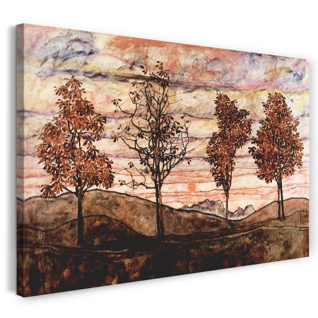 Printed Paintings Leinwand (80x60cm): Egon Schiele - Vier Bäume 80x60 cm, 80x60 cm
