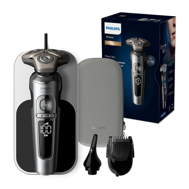 Philips Rasierer S9000 Prestige - Elektrischer Nass- und Trockenrasierer, glänzendes Chrom, Lift & C