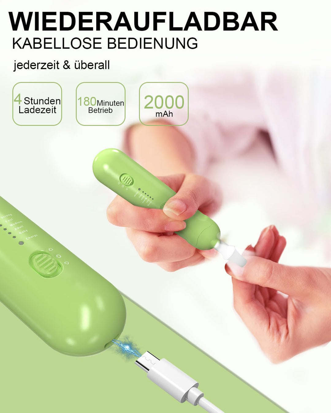 AOMEES Elektrische Nagelfräser Set, Maniküre Pediküre Set Fusspflege Elektrisch mit 9 Aufsätze zur N