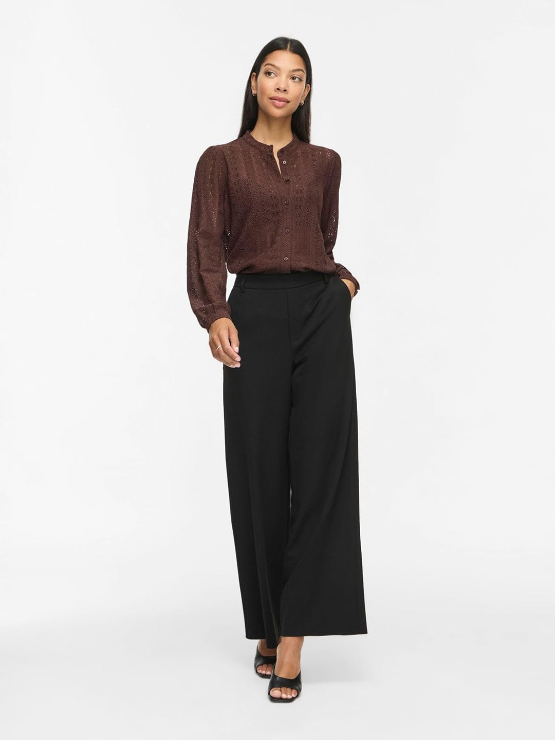 Vila Female Hemd VICHIKKA Spitzen | Shirt S Coffee Bean, S Coffee Bean