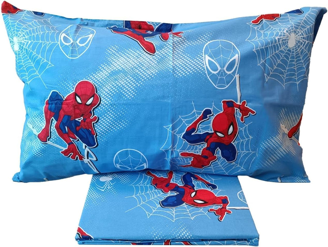 Spiderman Bettbezug-Set für Einzelbett, Baumwolle, Blau, 155 x 200 cm, Kissenbezug 50 x 80 cm, Marve