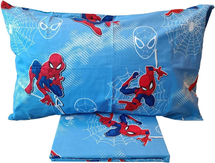 Spiderman Bettbezug-Set für Einzelbett, Baumwolle, Blau, 155 x 200 cm, Kissenbezug 50 x 80 cm, Marve